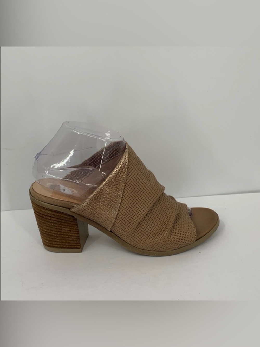 Eric Michael Eclipse slide sandal shoe heel tan copper metallic leather 40 9